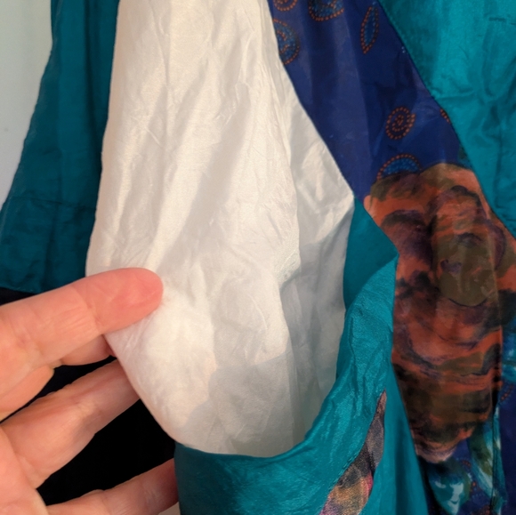 Vintage 90s River Edge Nylon Windbreaker Floral Colorblock Jacket Petite Medium - Picture 3 of 7